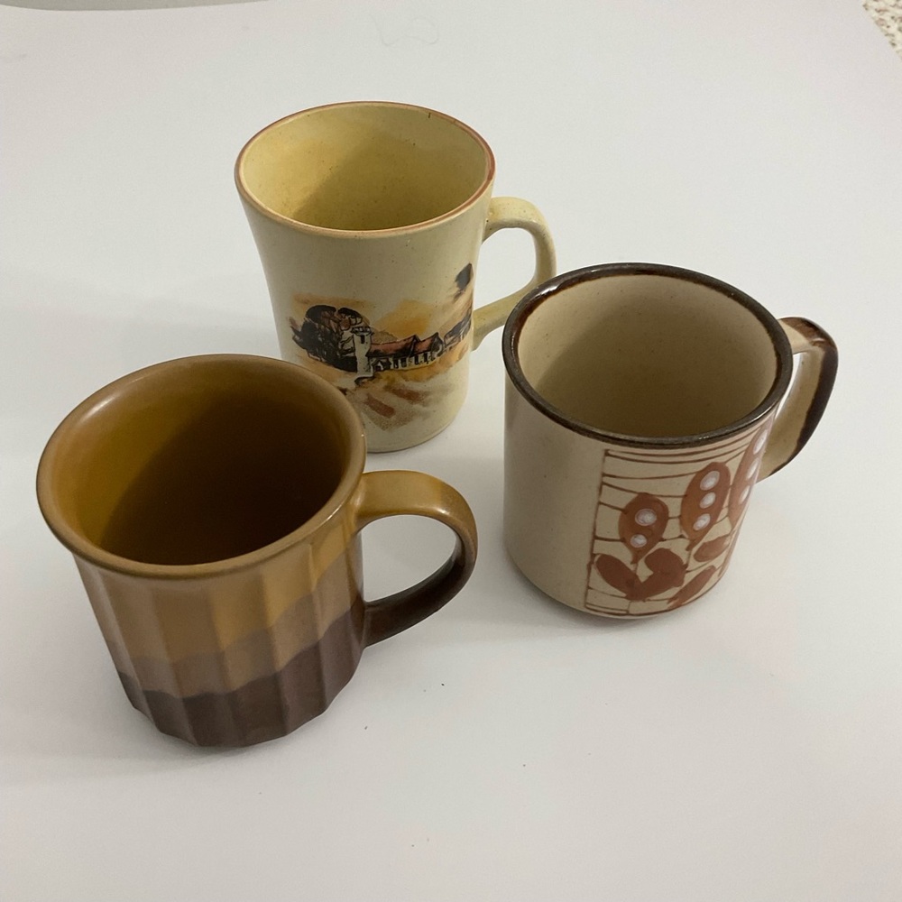 Vintage Stoneware Korean coffee cups 3 pieces